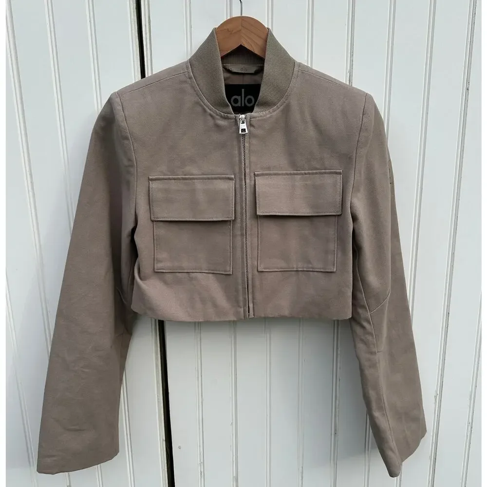 Alo Light Cocoa Main Character High-Waist Wide Leg Trouser Cropped Jacket XS - Picture 2 of 16